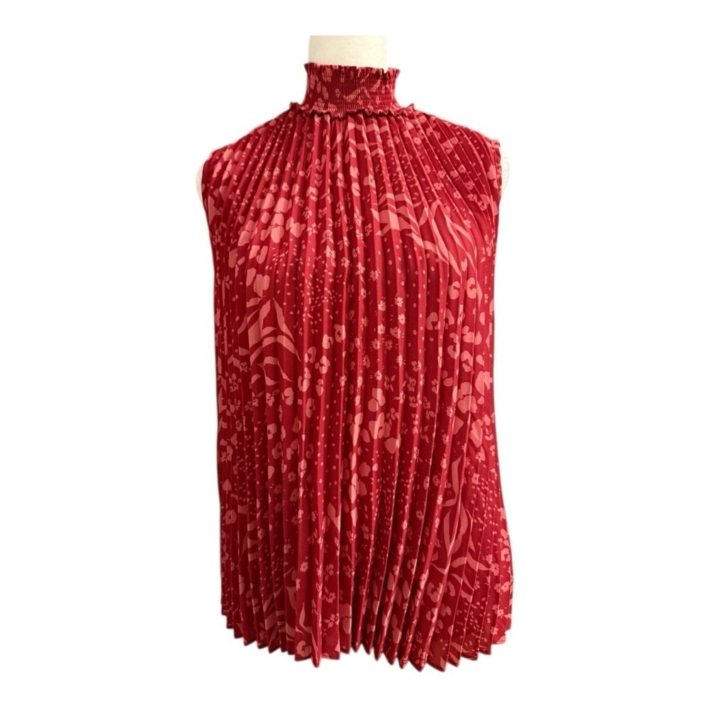Nanette Lepore Pleated Sleeveless Mock Turtleneck Top XS